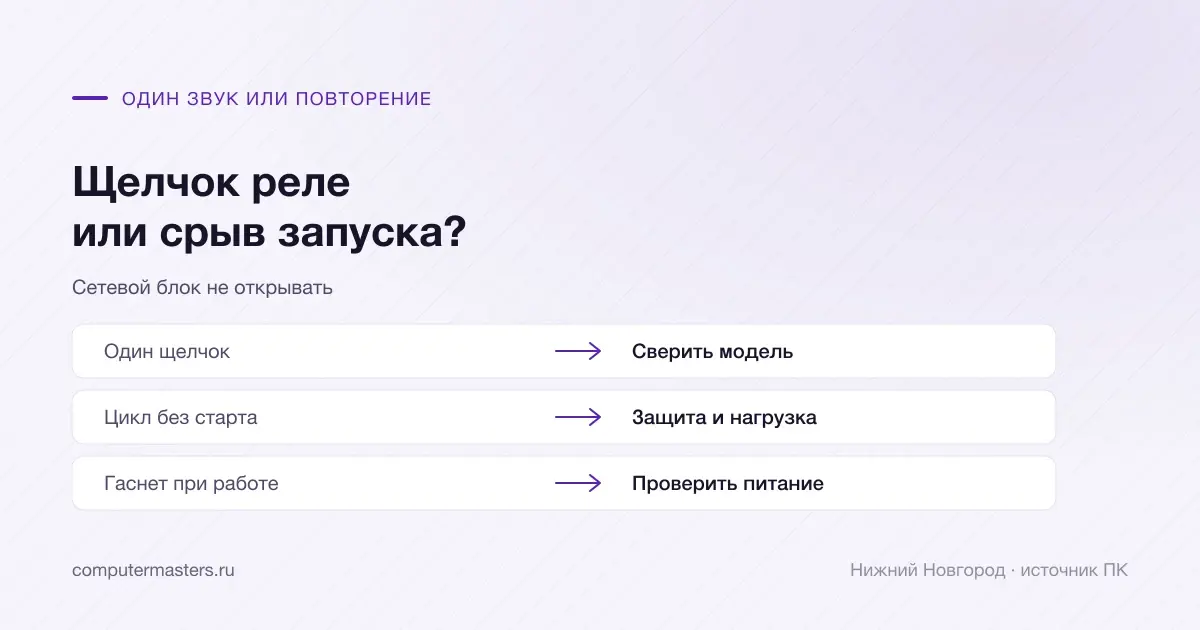 Одиночное реле, циклический срыв и щелчки под нагрузкой