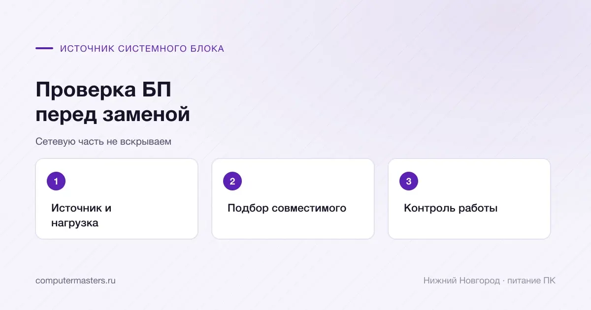 Проверка БП вместе с нагрузкой перед подбором замены