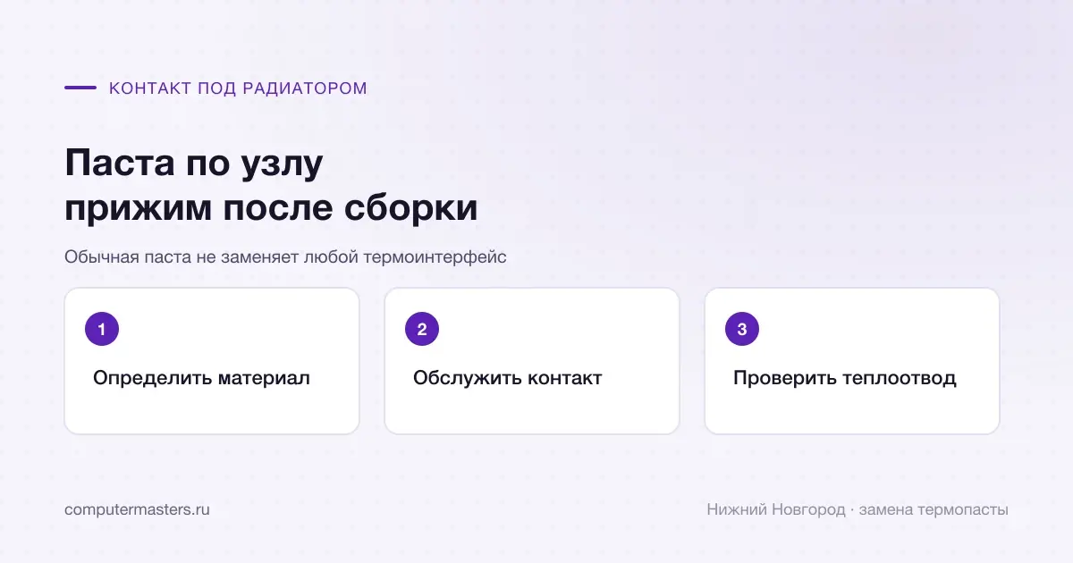 Замена пасты с выбором материала и контролем теплоотвода